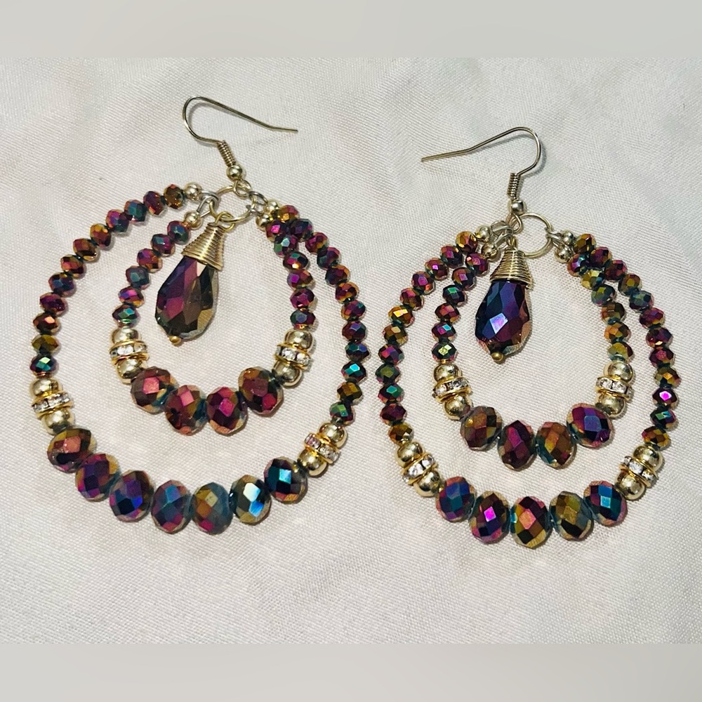 Small Dream Catcher Beaded Handcrafted Rose Gold Earrings